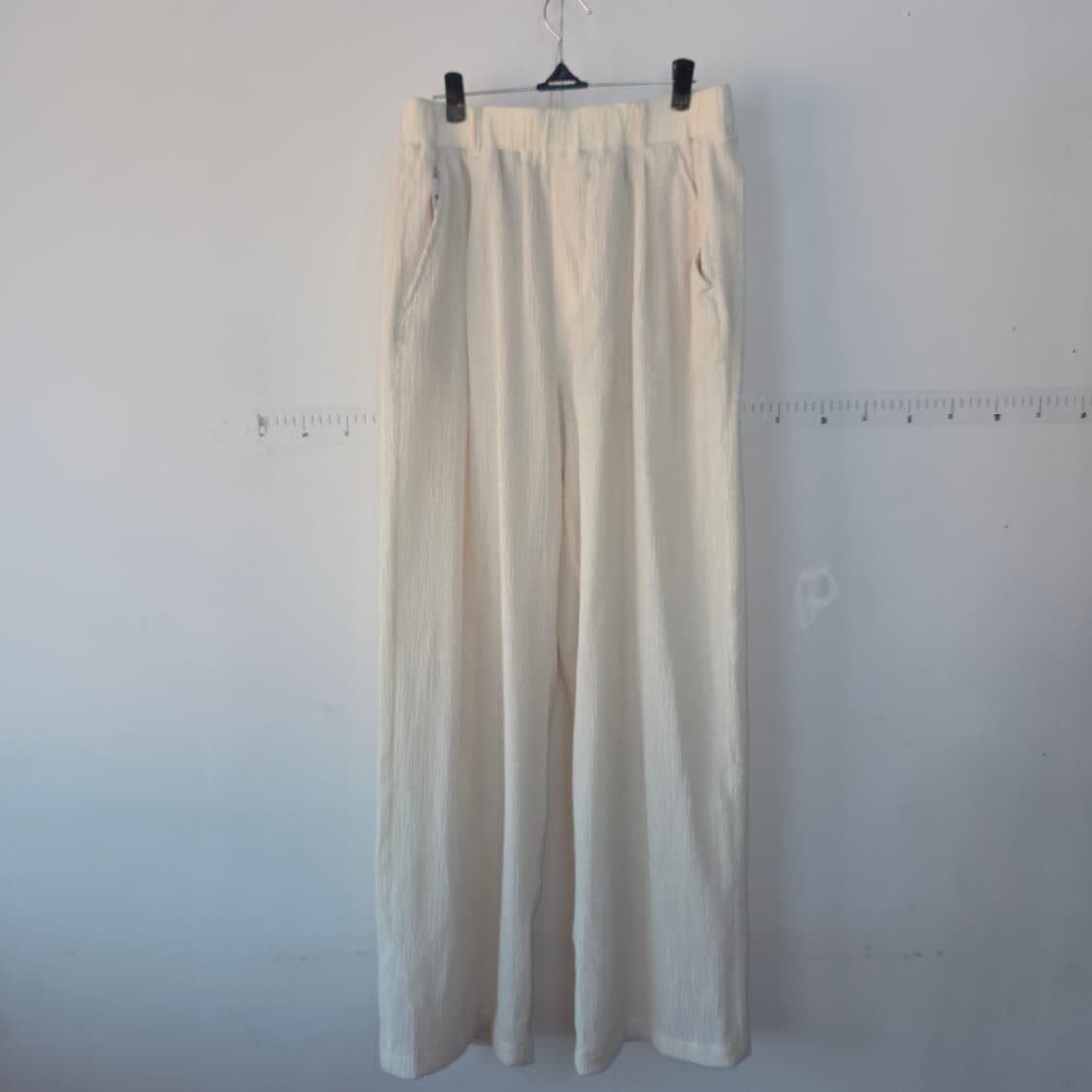 키뮤어 아이보리 밴딩 골지 와이드 팬츠 상품이미지1