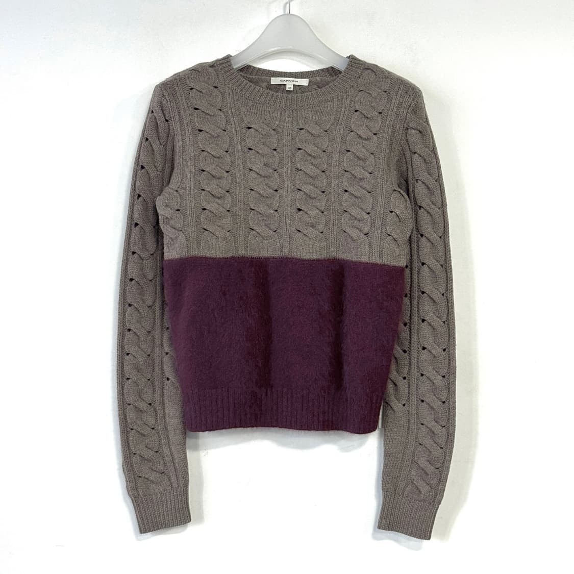 까르벵 앙고라 케이블 투톤 니트 상품이미지1