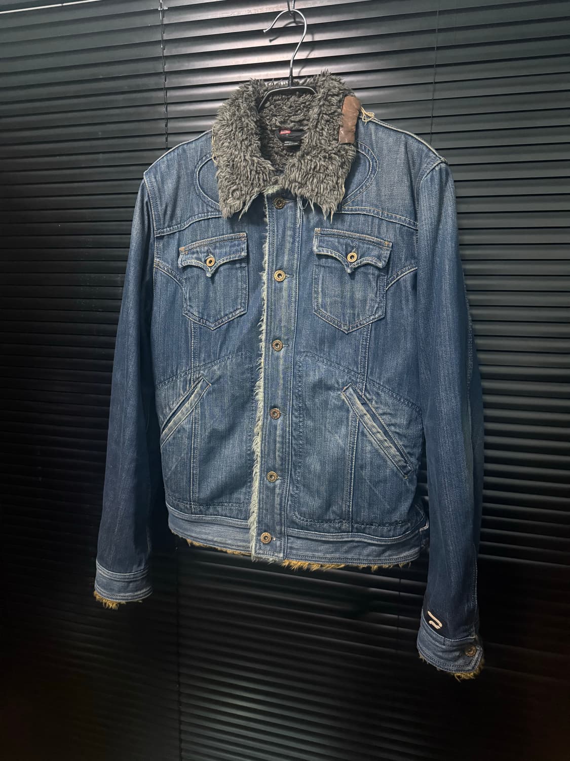 디젤 웨스턴 데님 트러커 쉐르파 털 자켓 M 95 명품 빈티지 워시드 락 상품이미지2