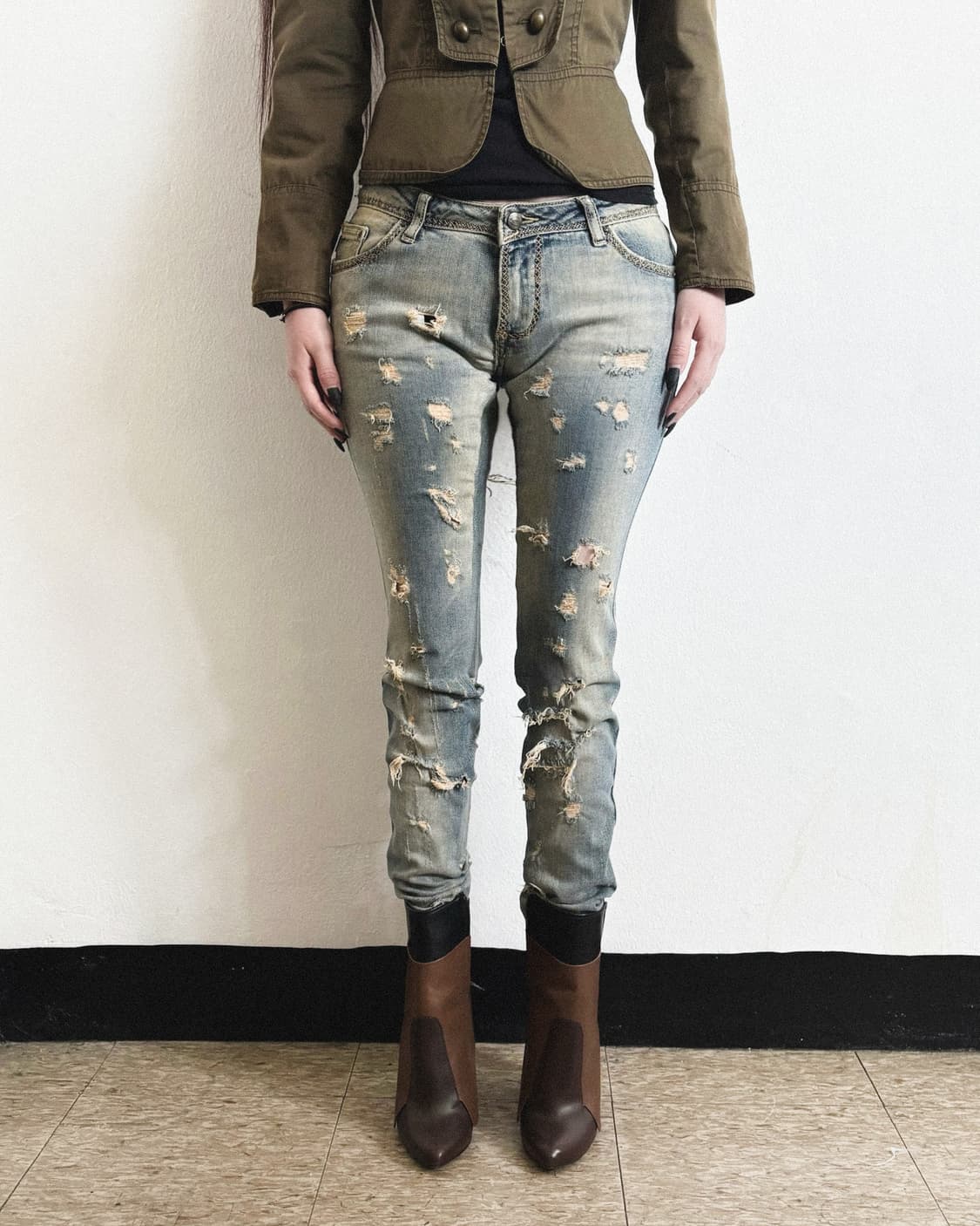 00s 저스트카발리 불렛홀 오일워싱 데님 상품이미지2