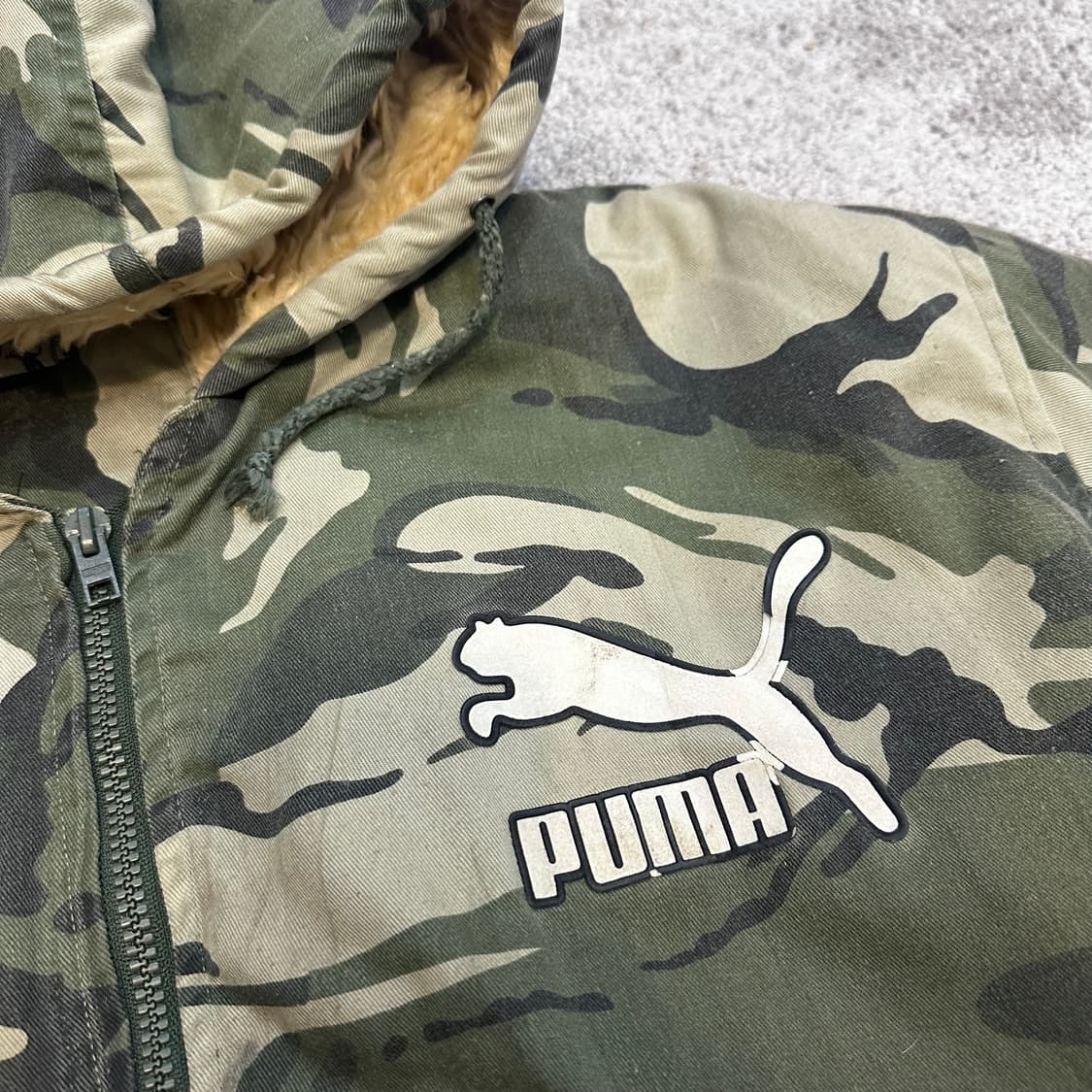 빈티지 푸마 카모플라주 쉐르파 후드집업L 상품이미지3