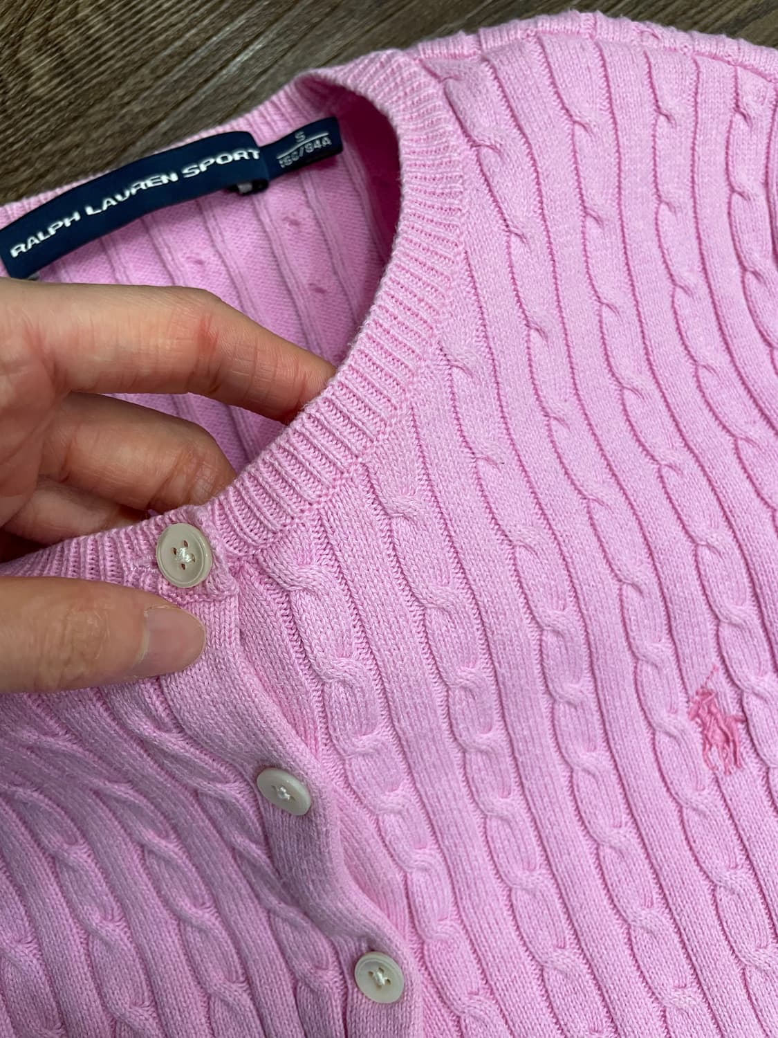 폴로 랄프로렌 여성 케이블 코튼 니트 가디건 핑크 상품이미지10