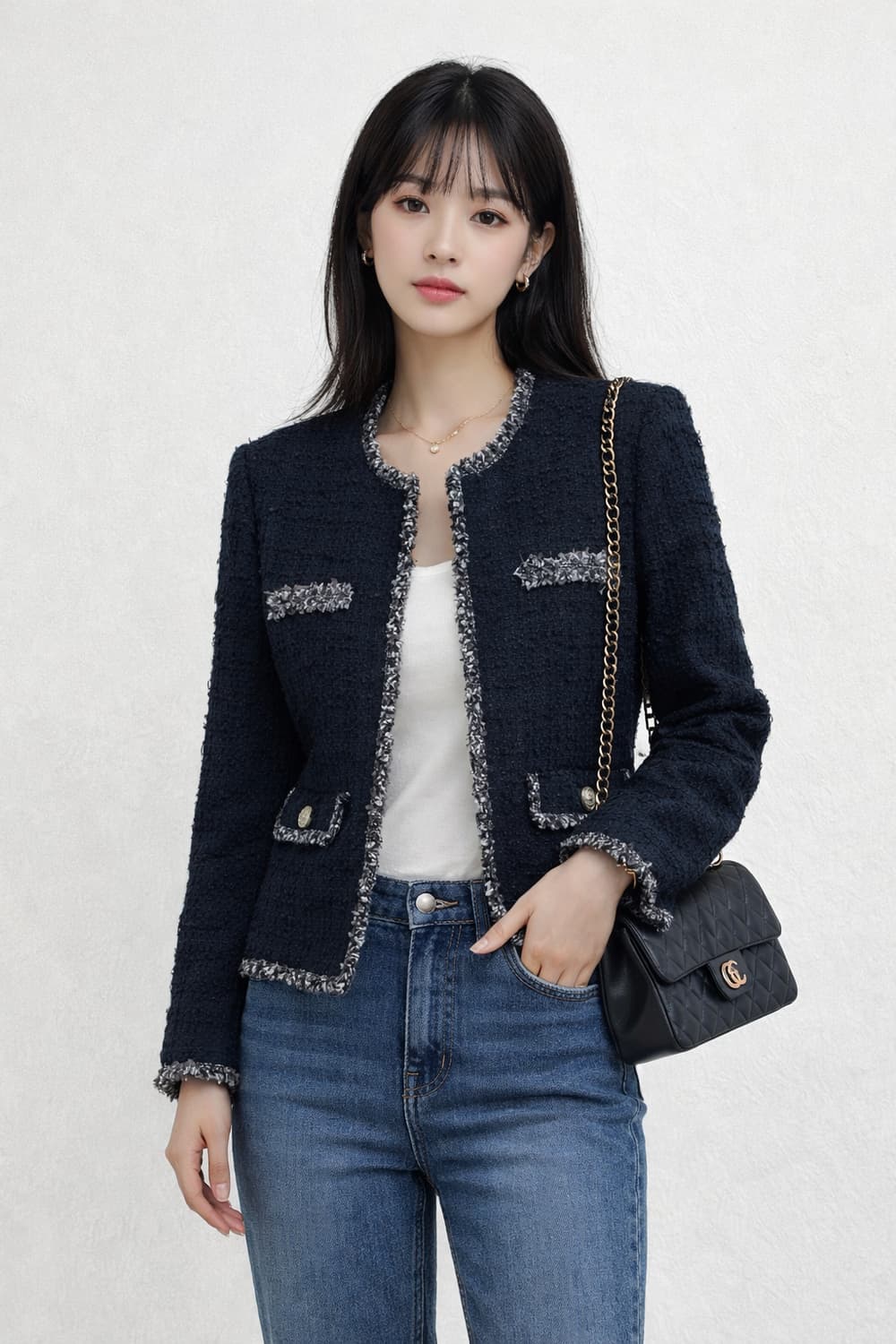 임블리 보티크(VOUTIQUE) 프리미엄 노카라 트위드 자켓 상품이미지1