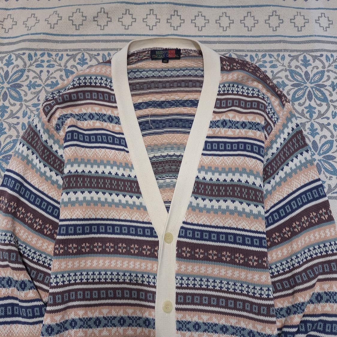 BRENNTANO CASUAL  에스닉 패턴 브이넥 니트 가디건 L 상품이미지4