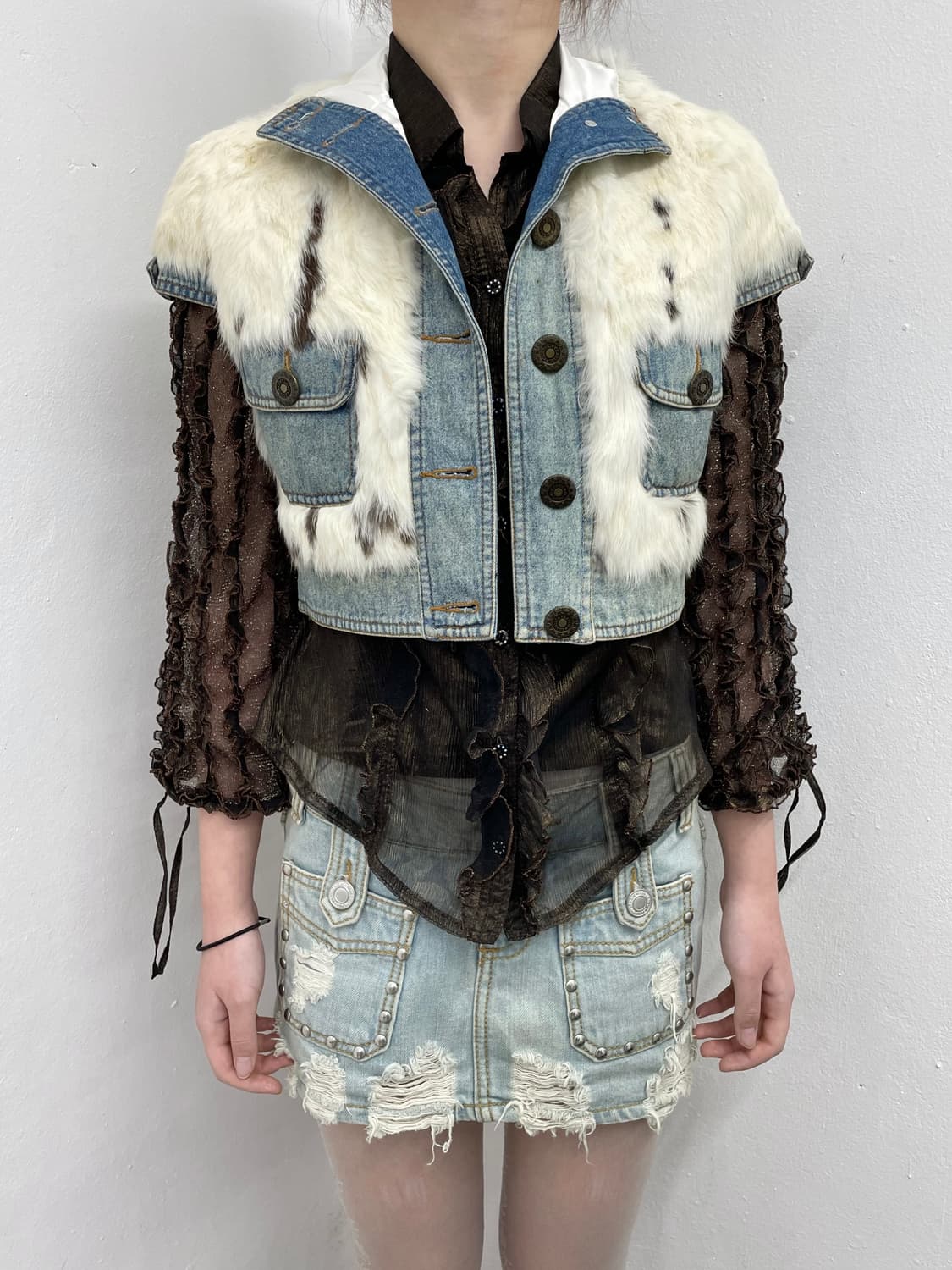 y2k 렉스 데님 하프 자켓 상품이미지2