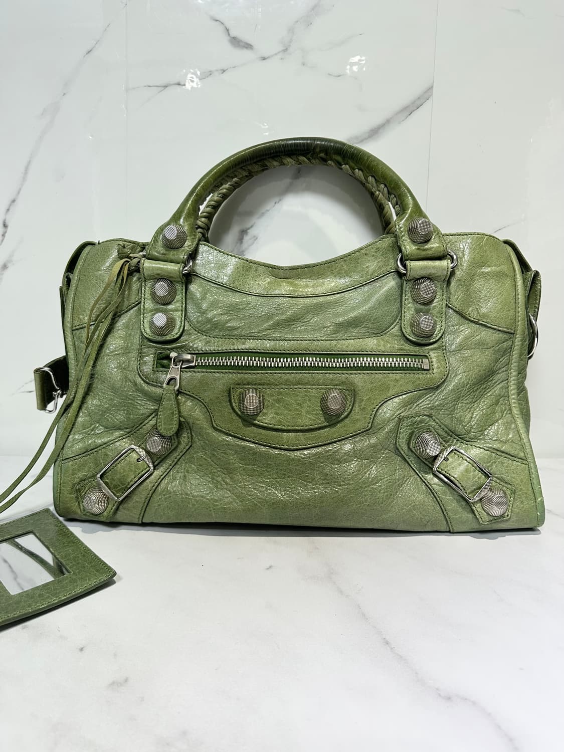 [A 정품] 발렌시아가 자이언트 시티 모터백 그린 상품이미지3