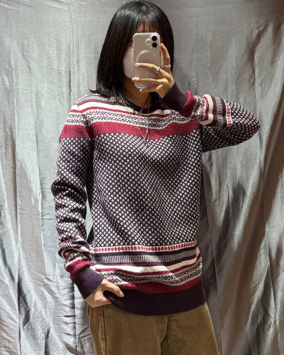 M 리바이스 웨스턴 패턴 레드 니트 상품이미지1