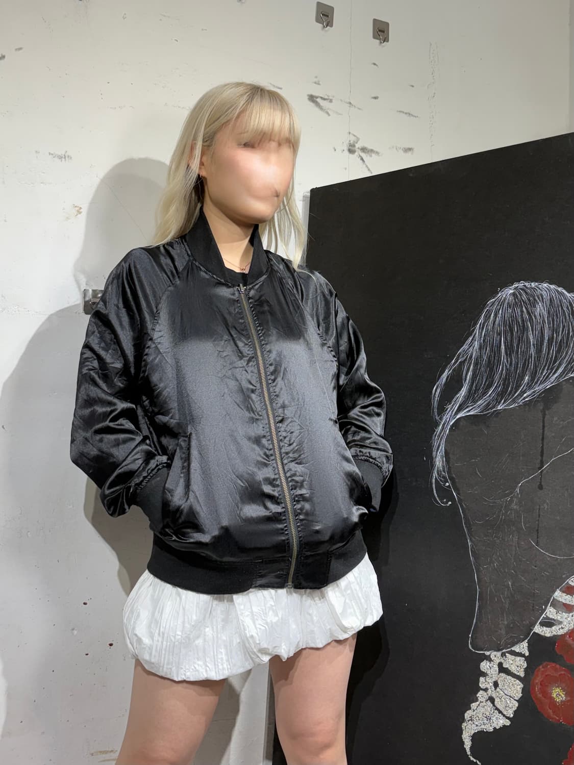 Jpn 일본 빈티지 리버시블 양면 스카잔 사틴 스카쟌 M 상품이미지6