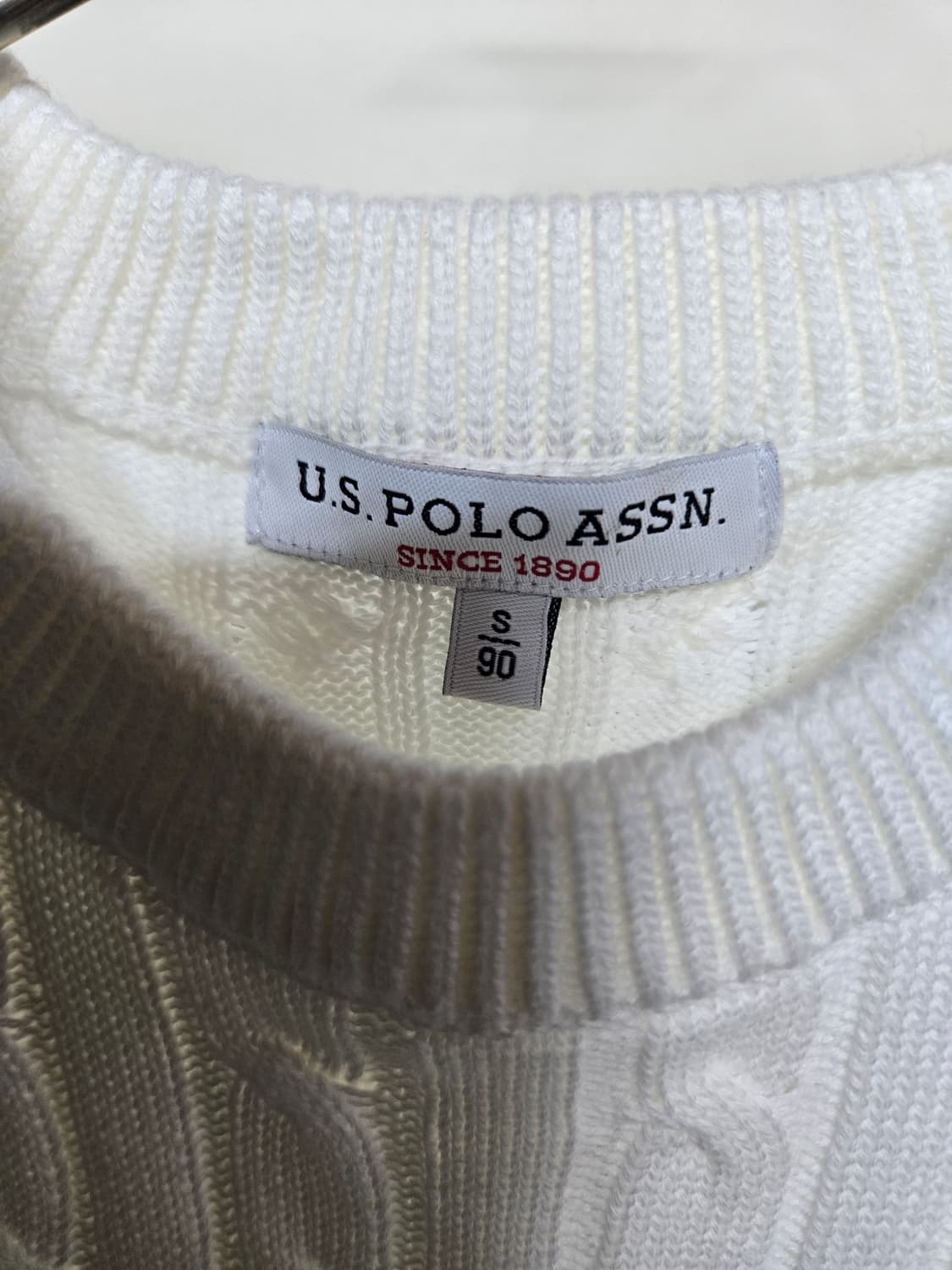 U.S. POLO ASSN. 꽈배기 니트 화이트 90 S 상품이미지4