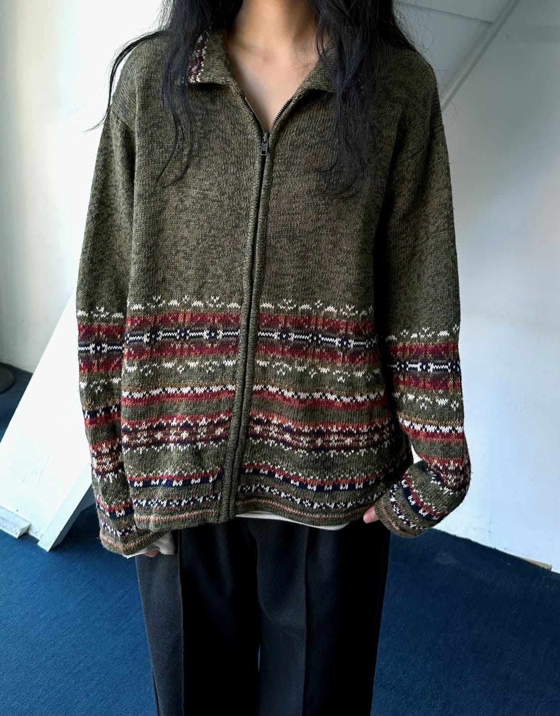 Pattern knitted zip jacket 상품이미지5