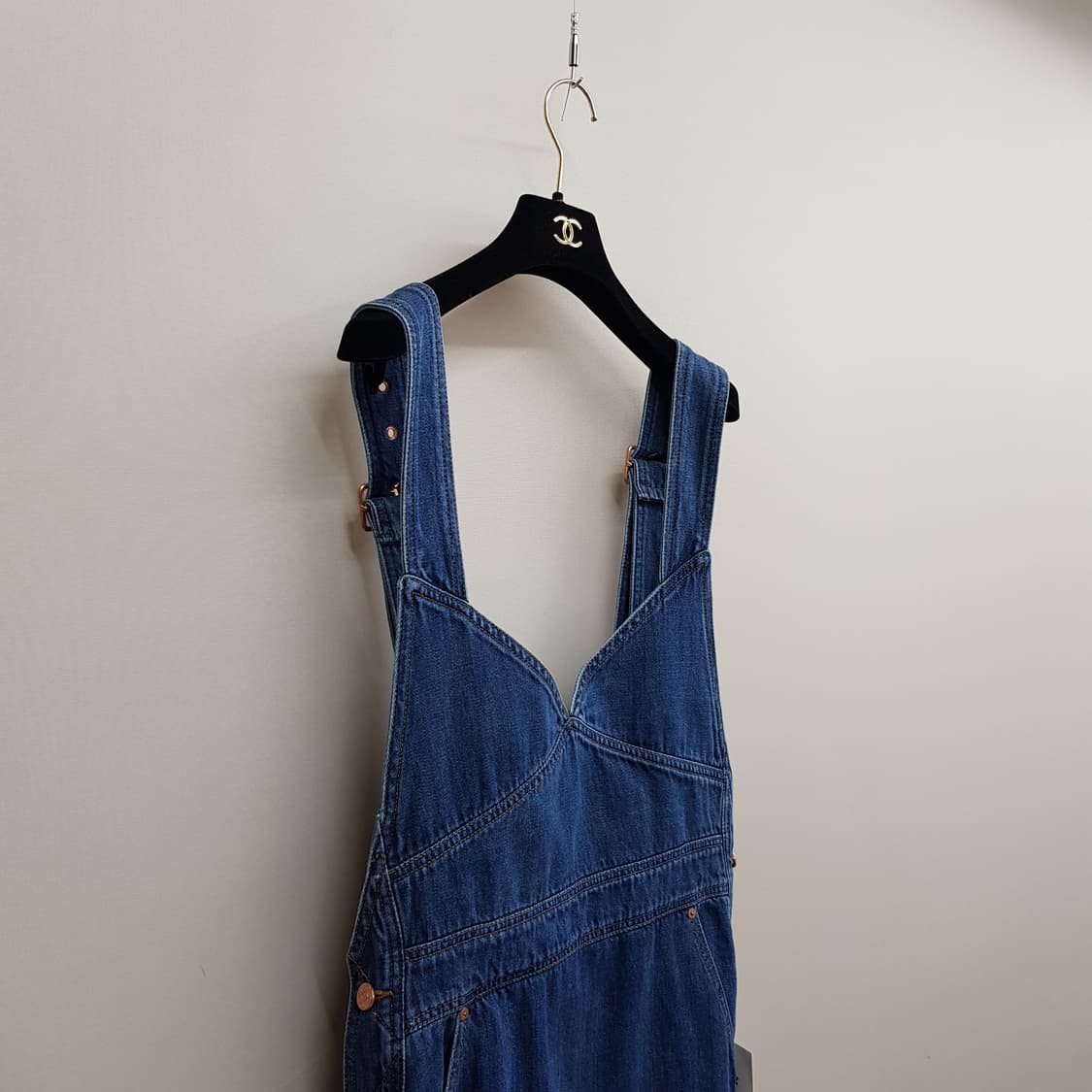 럭키슈에뜨 쟈뎅드 데님 멜빵 롱원피스 38사이즈 (택달린새제품) 상품이미지4