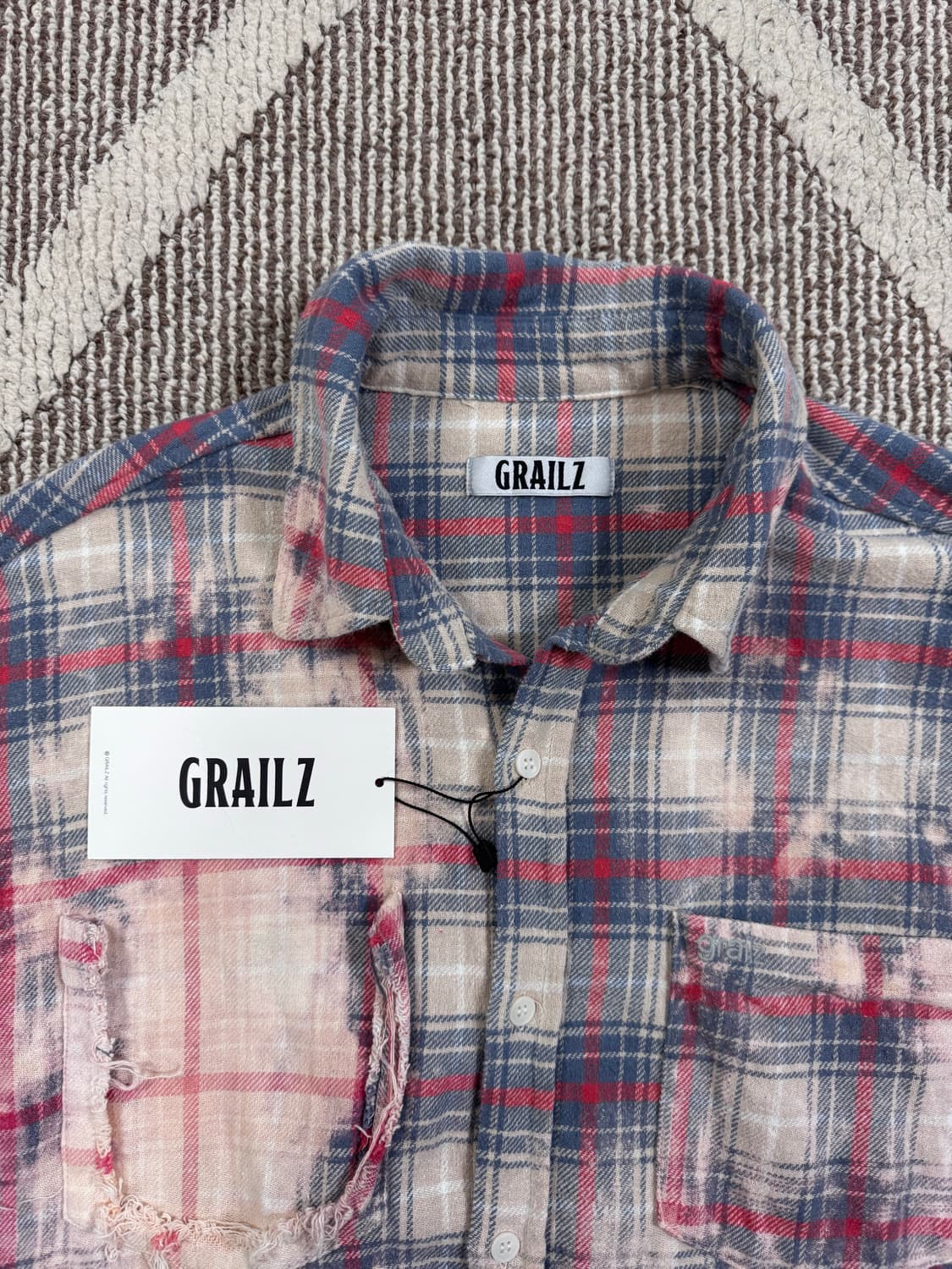 [새제품] 그레일즈 BLEACHED PLAID SHIRTS [PINK] 상품이미지5