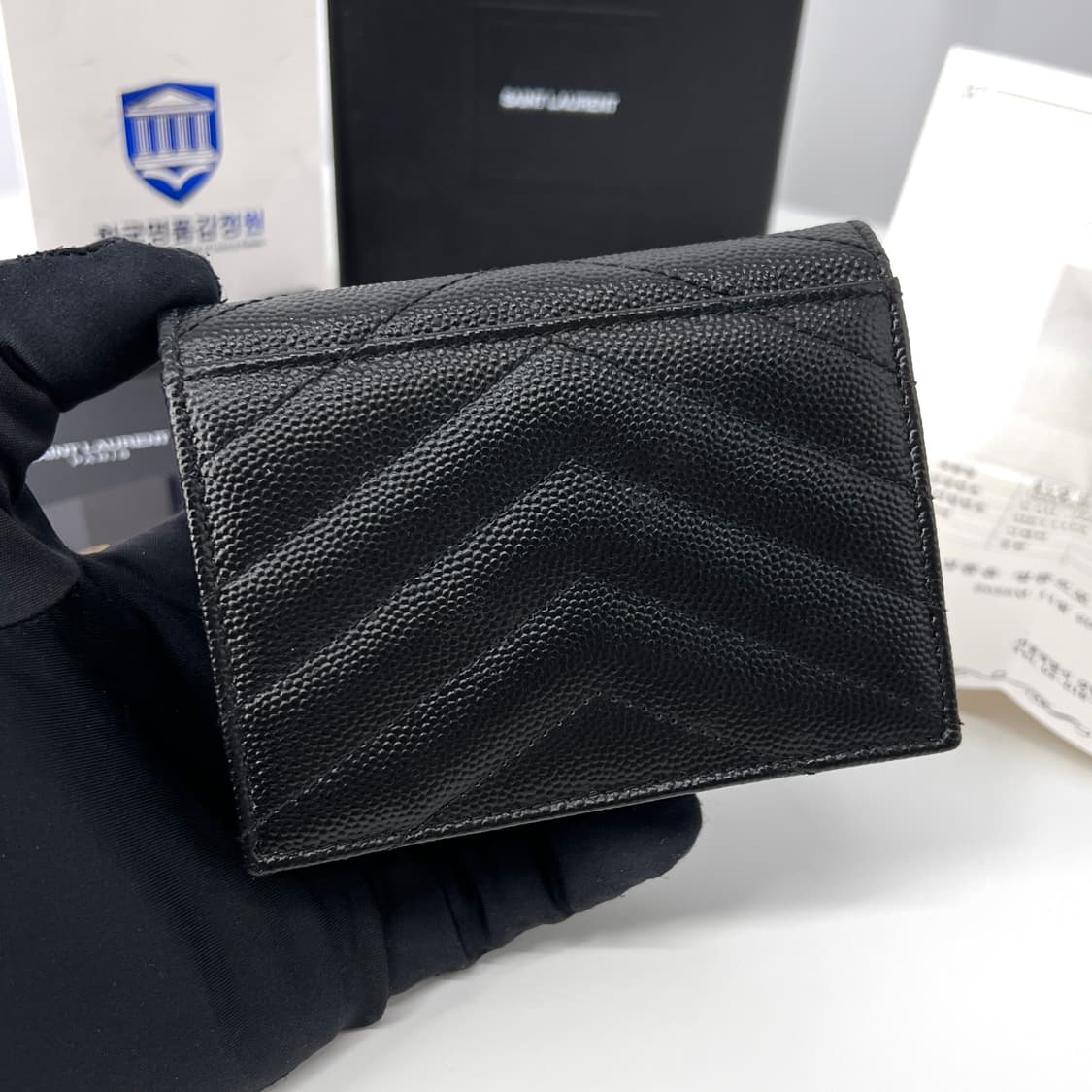 [감정완료] 생로랑 마틀라세 여성 반지갑 카드지갑 블랙 (668290) 상품이미지3