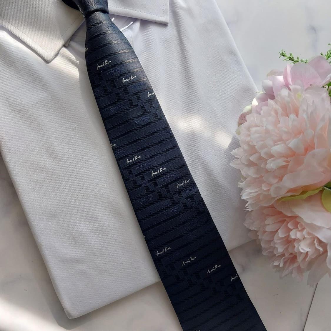 앙드레김 실크 네이비 패턴 넥타이 7.8cm A+등급 K1121
 상품이미지10