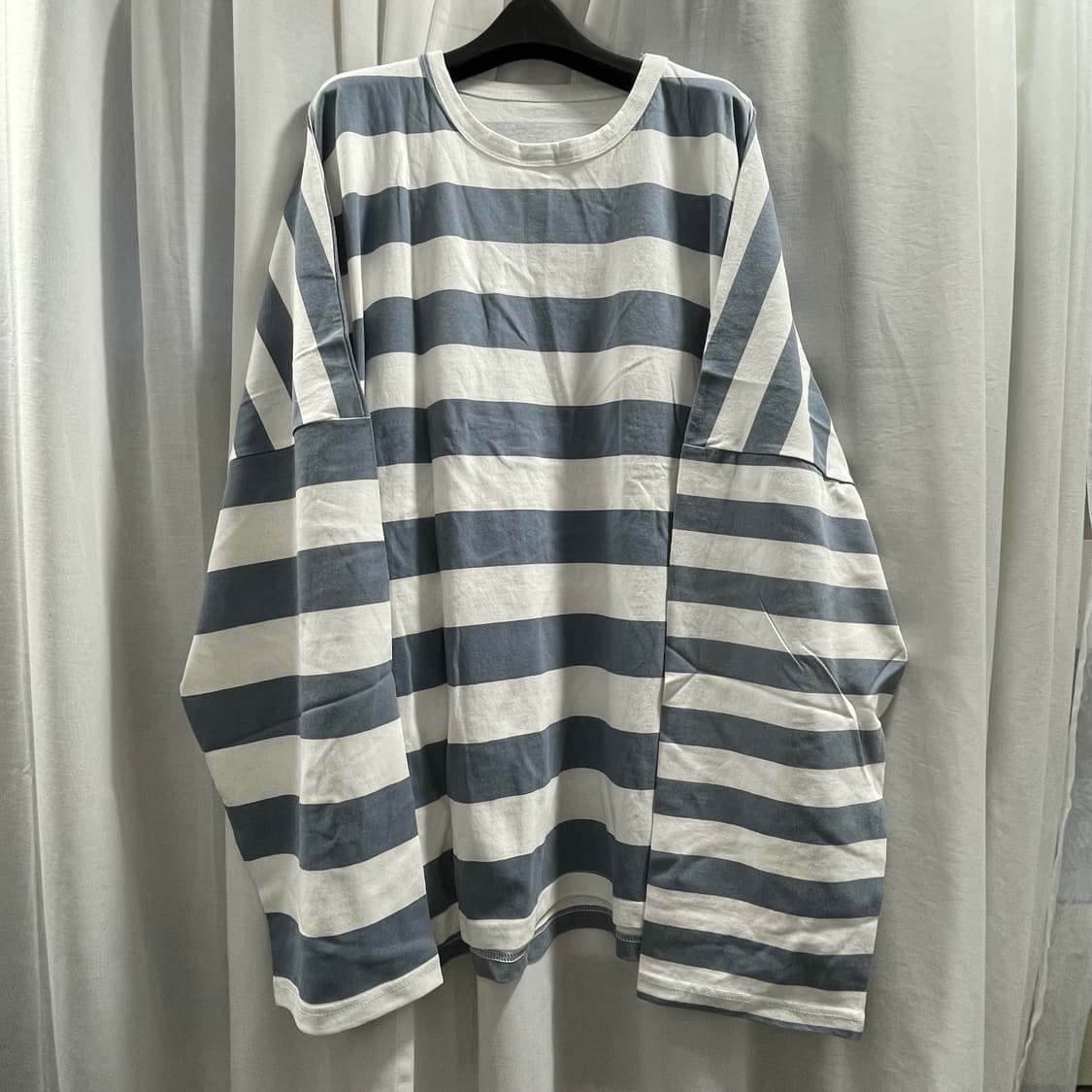 어텐션로우/ 오버핏 스트라이프 롱 슬리브 딥블루/ 2 상품이미지1