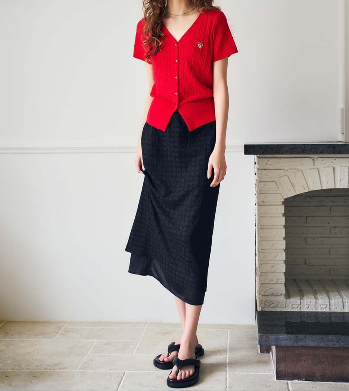 제너럴아이디어 가디건 레드 상품이미지1