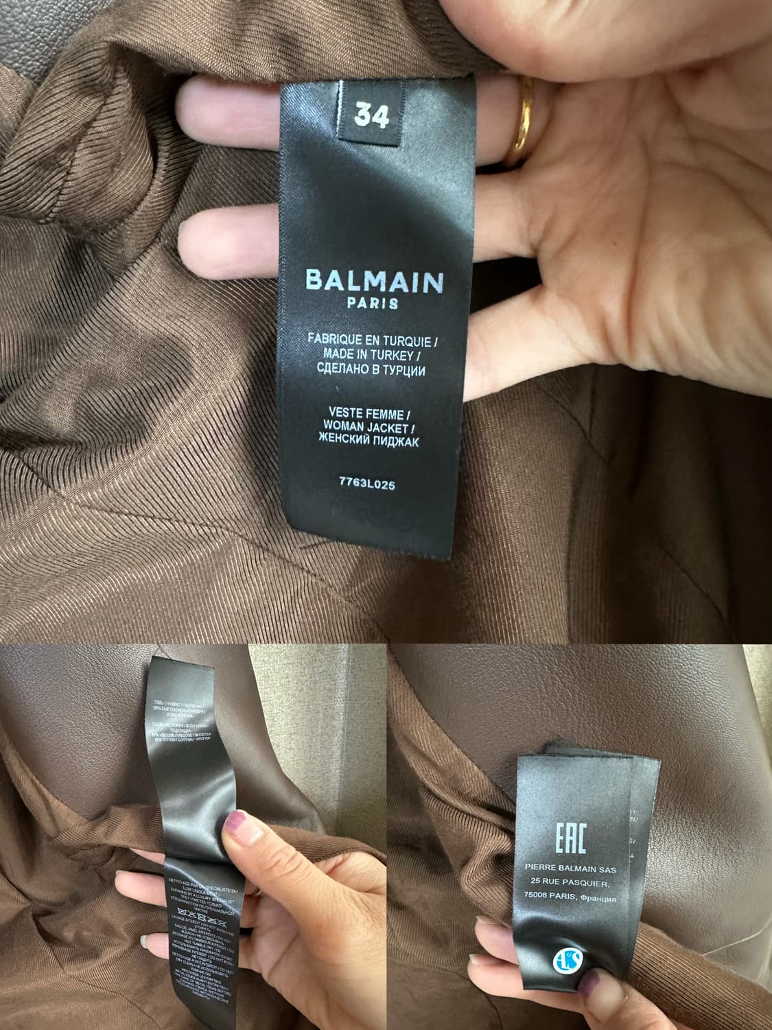 (정품)발망 브라운 가죽 자켓 34사이즈 44사이즈 상품이미지8