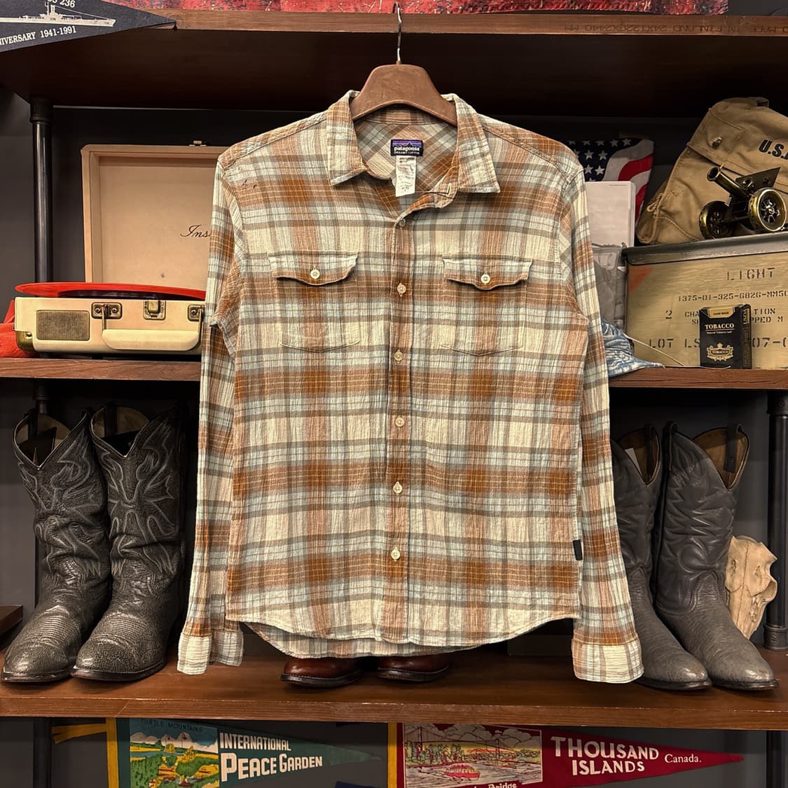 파타고니아 오가닉코튼 페이드 타탄체크 린넨 워크셔츠 N1018 상품이미지1