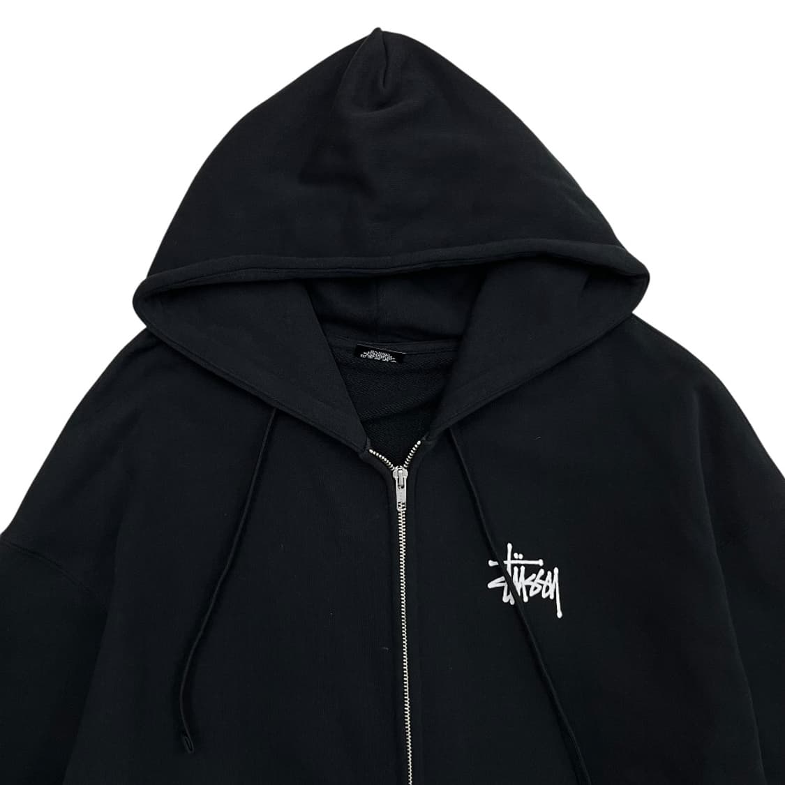 스투시 화이트 로고 블랙 후드집업 L 상품이미지5
