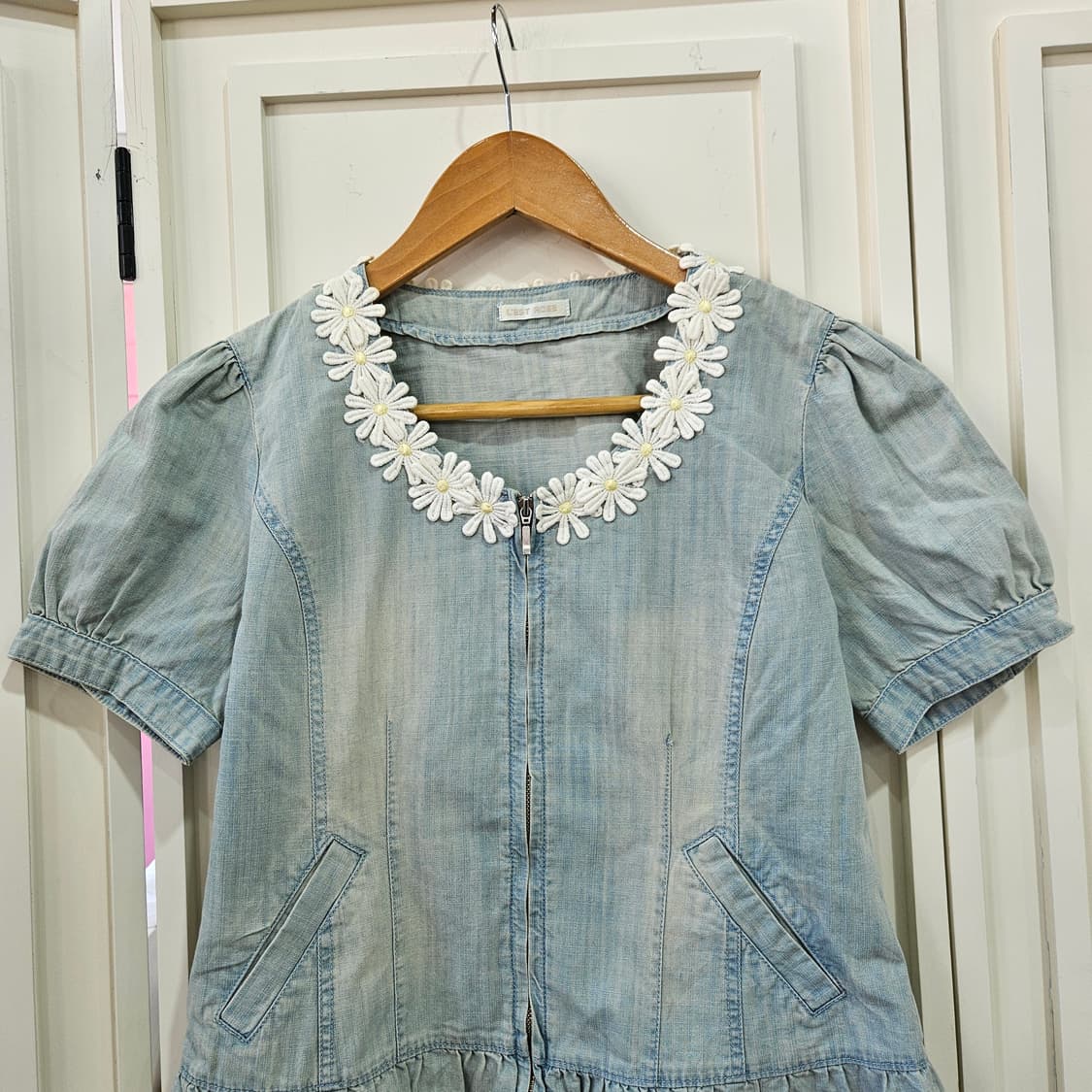 데이지 넥 데님 반팔 자켓 상품이미지3