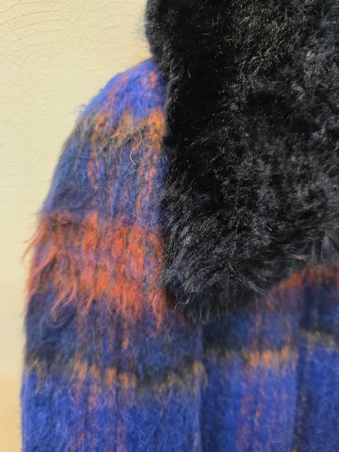 a.t. corner  모헤어 퍼 카라 체크 코트 상품이미지2