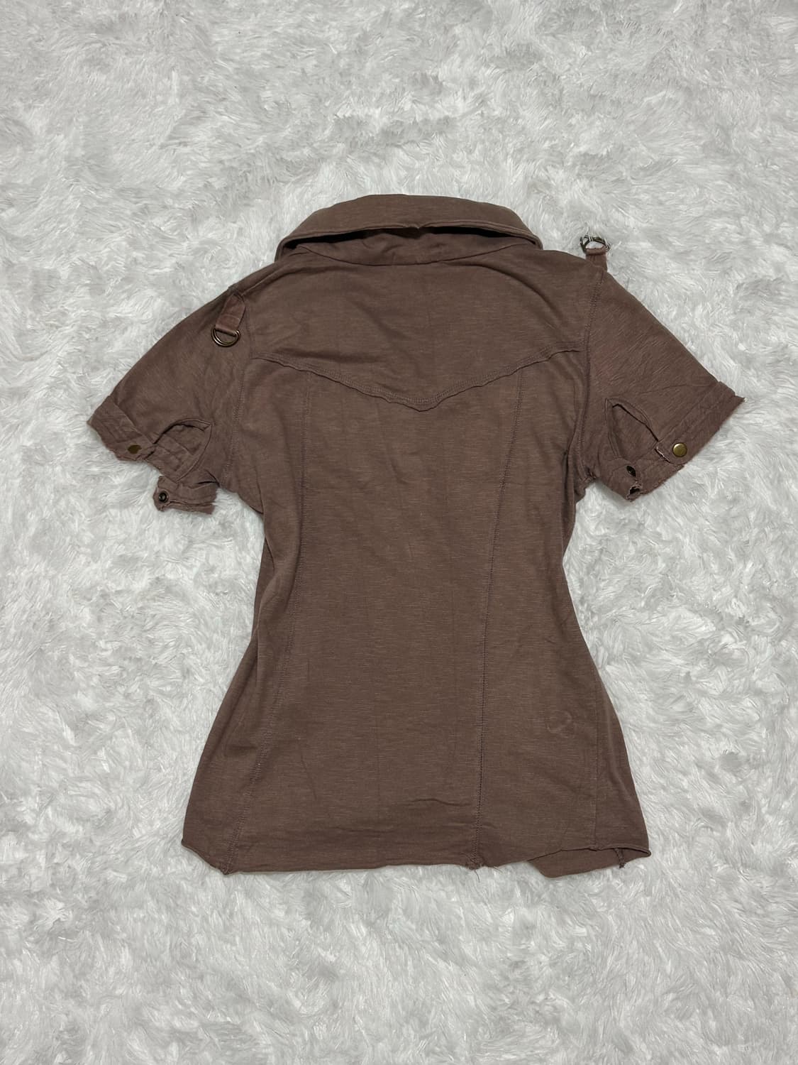 y2k buckle detailed half sleeve shirts   상품이미지5