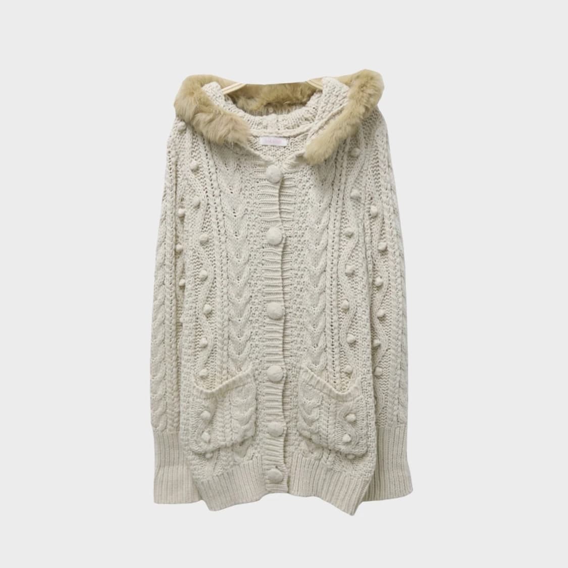 리즈리사 후드 롱 니트 폼폼 가디건 63248 상품이미지1