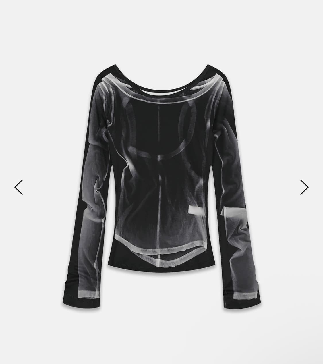 나체) X-Ray Printed Long Sleeve BK M 상품이미지3