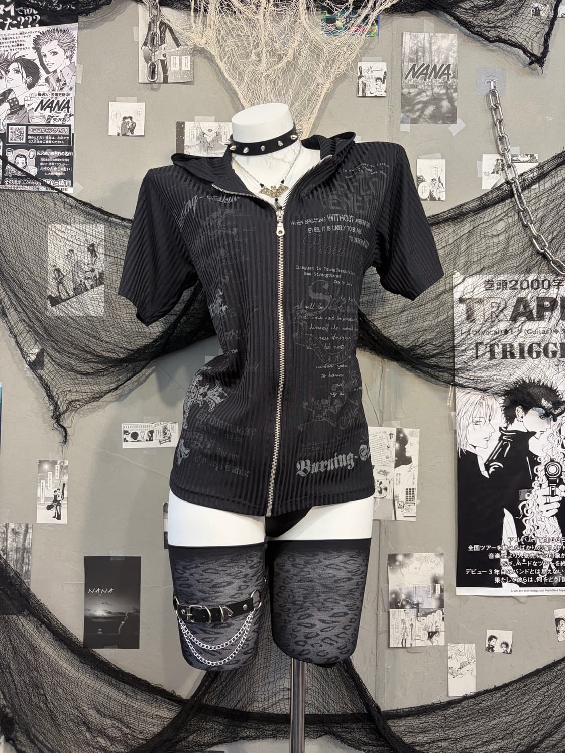 PUNK lettering skull halfsleeve hood zip 상품이미지8