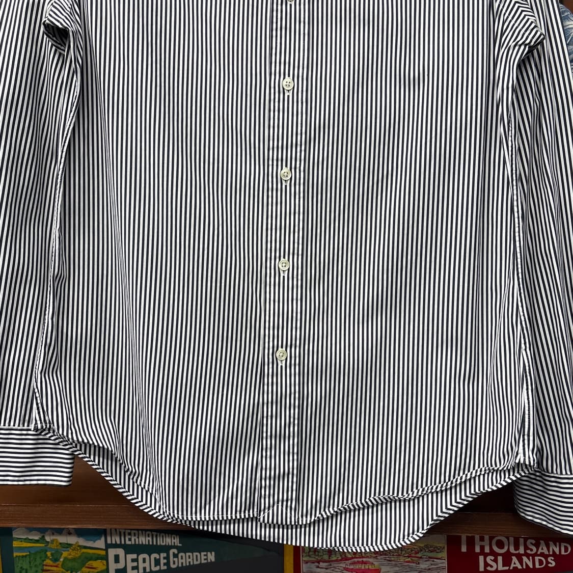 90s 폴로 랄프로렌 클래식 슬림 스트라이프 버튼다운셔츠 블랙 N1165 상품이미지4