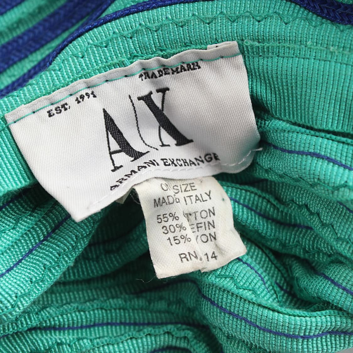 알마니 AX 민트&블루 줄무늬 패브릭 버킷 모자 57 상품이미지3