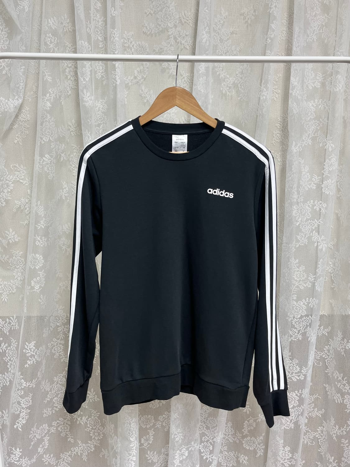 L) 아디다스 3S 맨투맨 블랙 상품이미지1