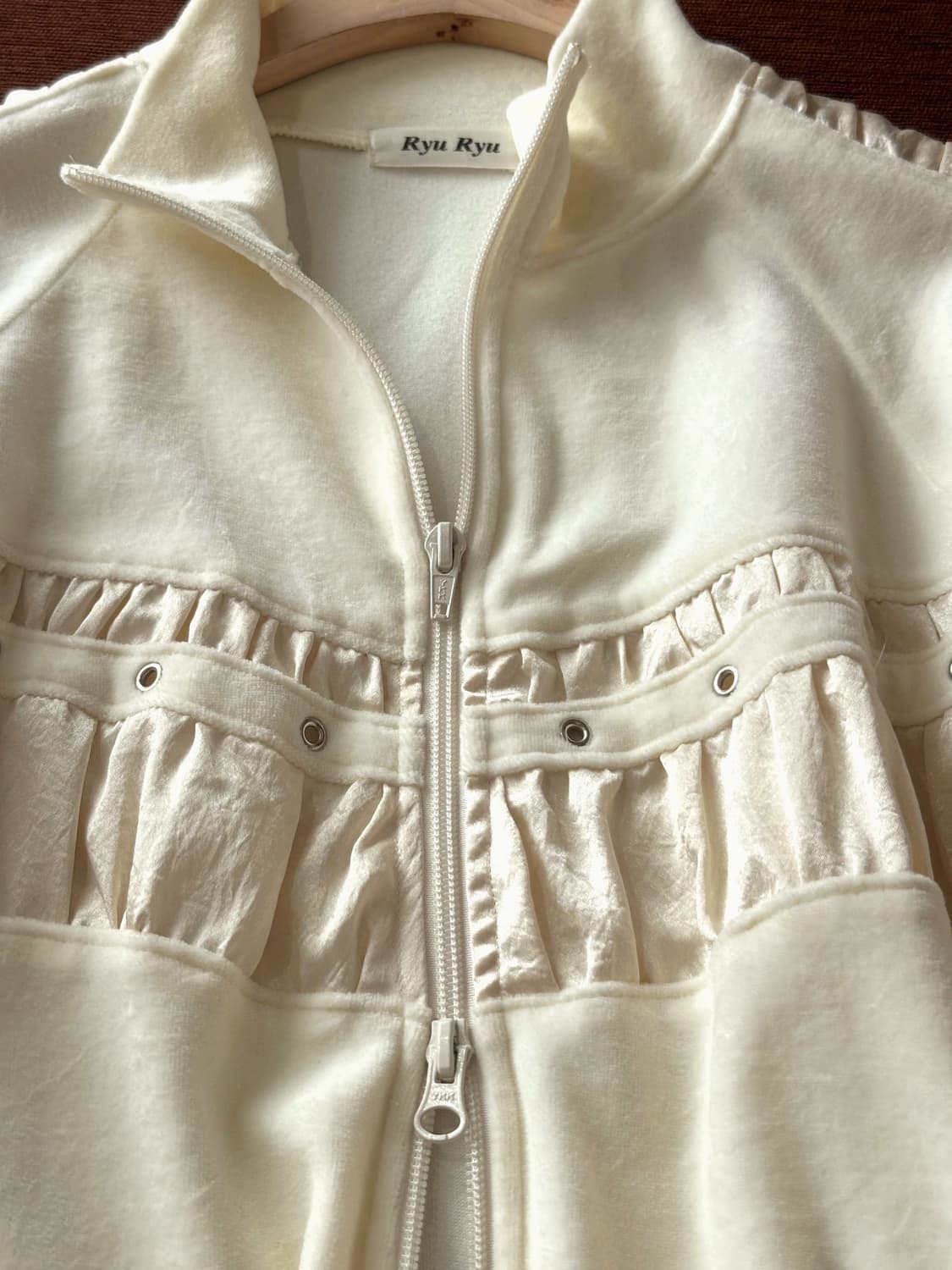 Cotton velour cloth desiign shirring zip 상품이미지4