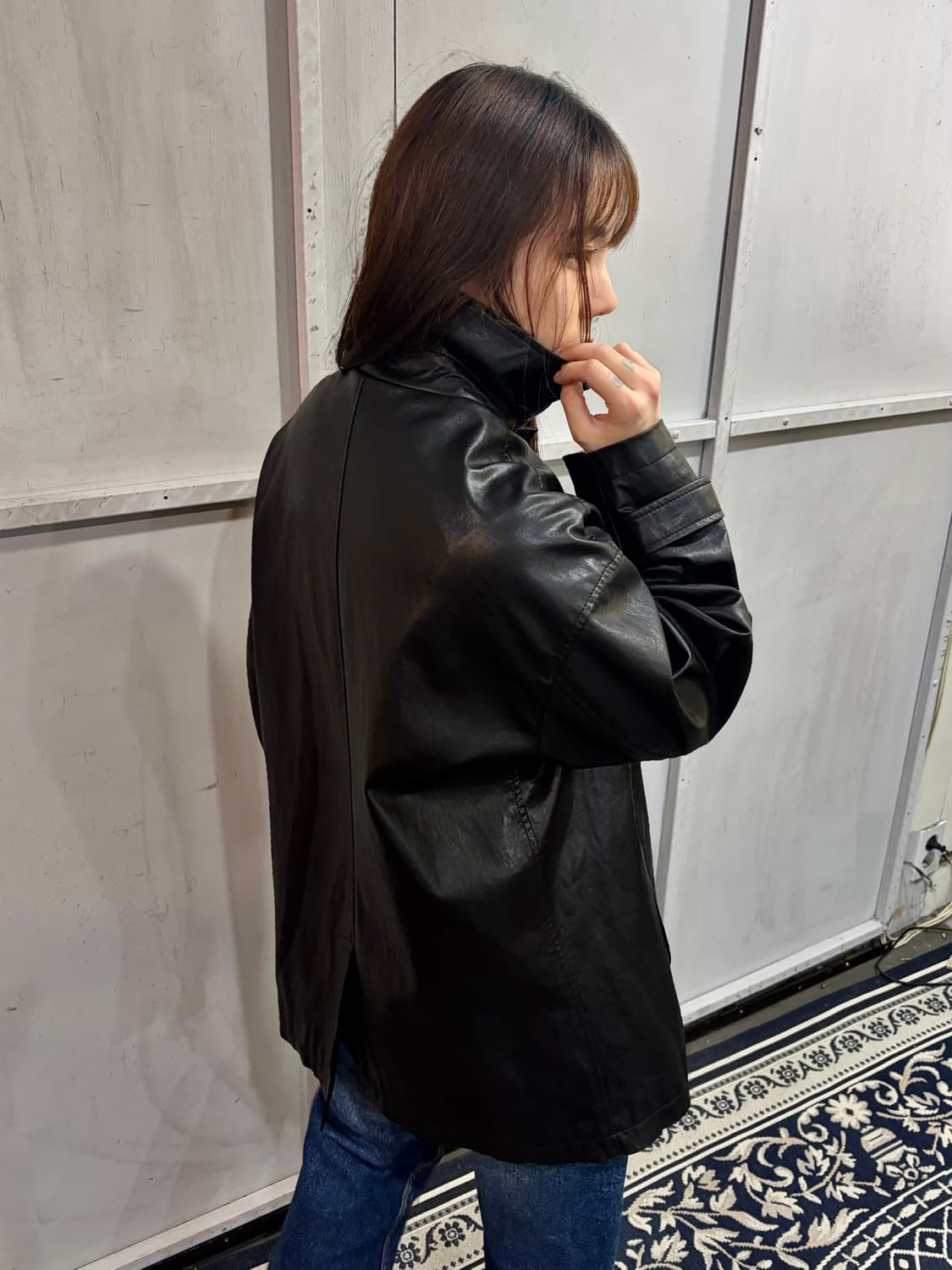 Vintage Leather high neck coat 상품이미지3