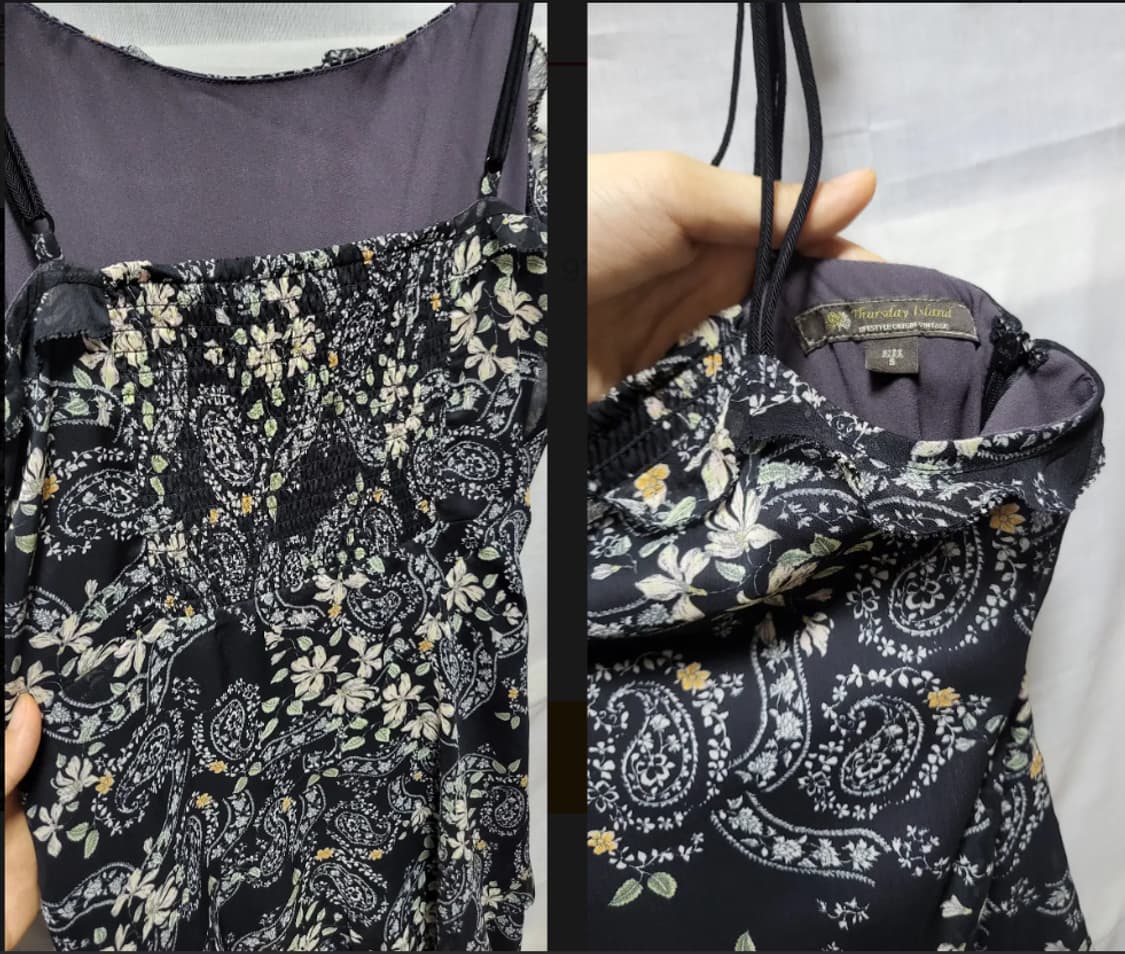 써스데이 쉬폰 페이즐리 뷔스티에 미디 원피스 상품이미지2