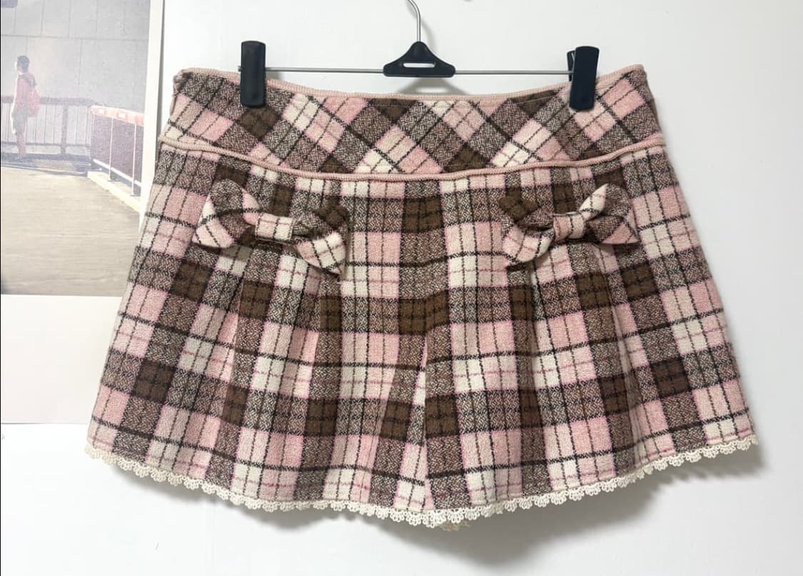 빈티지 리즈리사 딸초 체크 레이스 큐롯 숏팬츠 상품이미지3