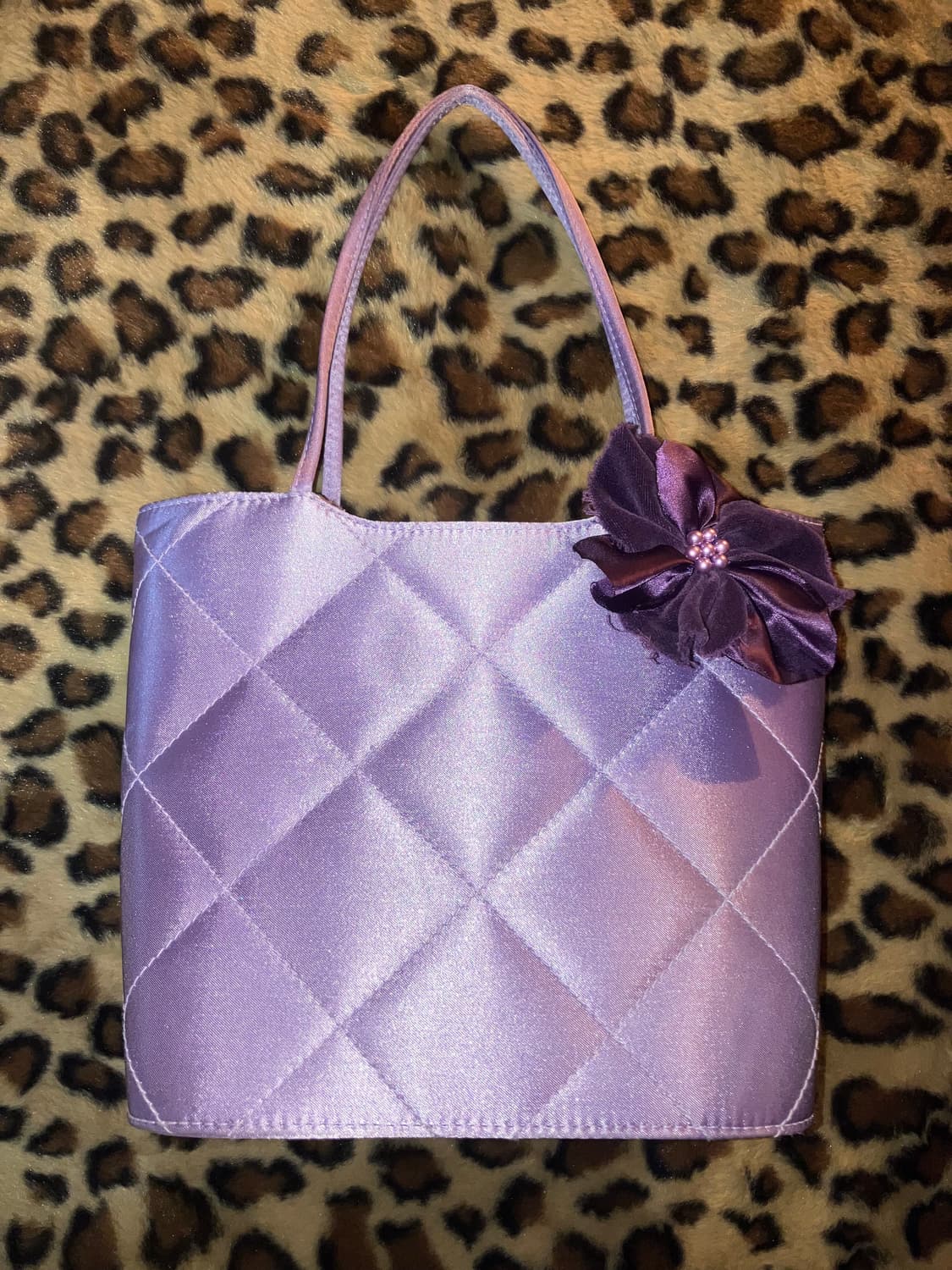 jpn 퍼플 코사지 새틴 백 상품이미지1