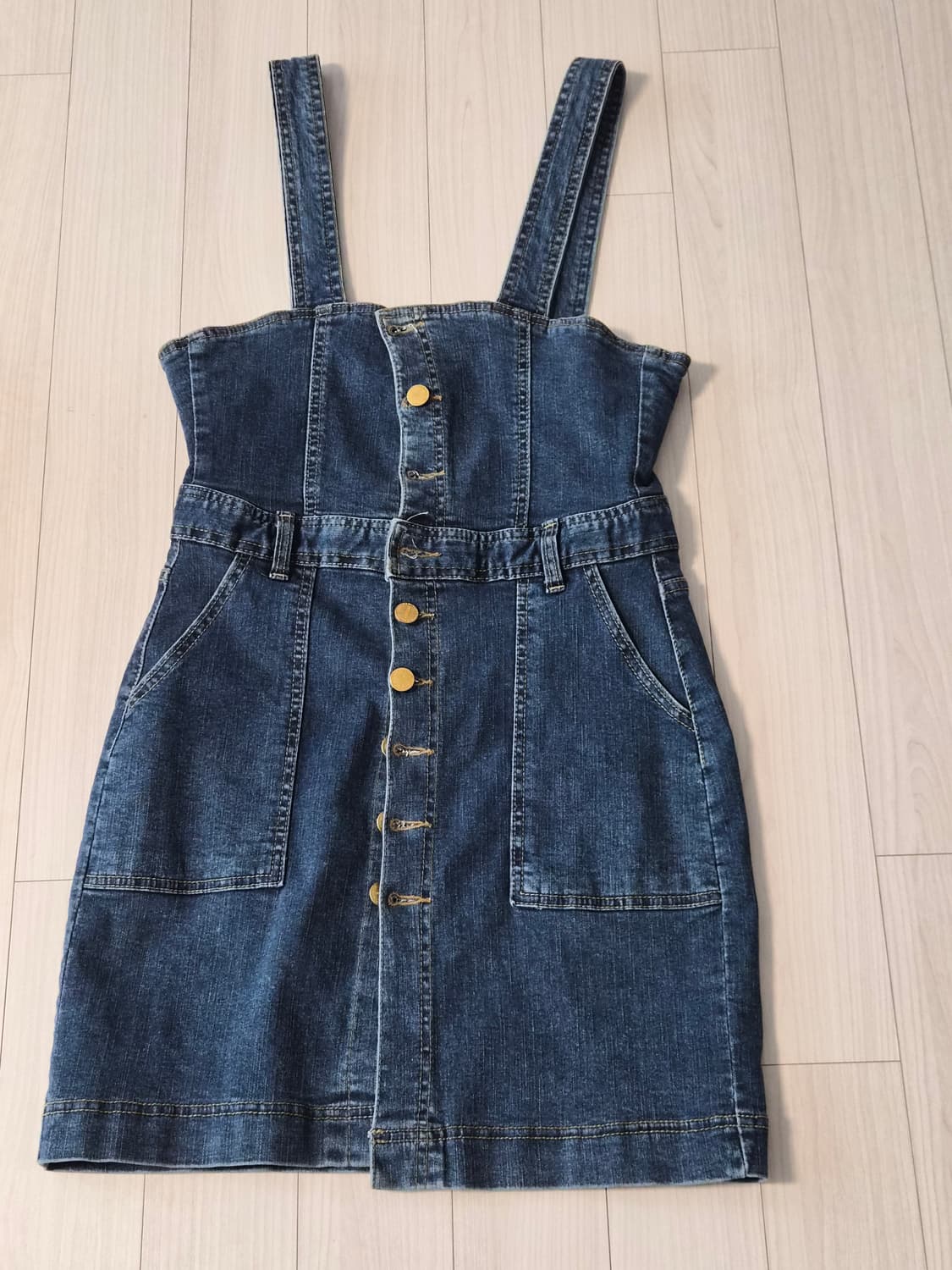 핏 예쁜 데님 멜빵 원피스 (S) 상품이미지2