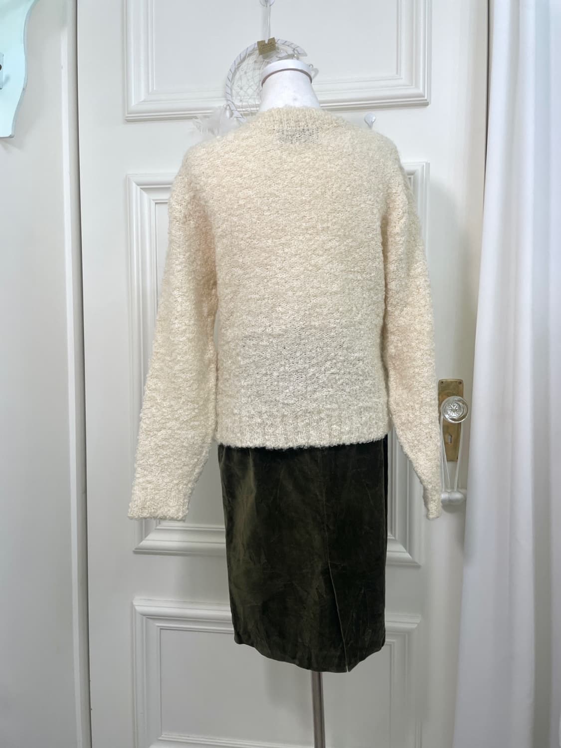 khaki velvet basic midi pocket skirt 상품이미지8
