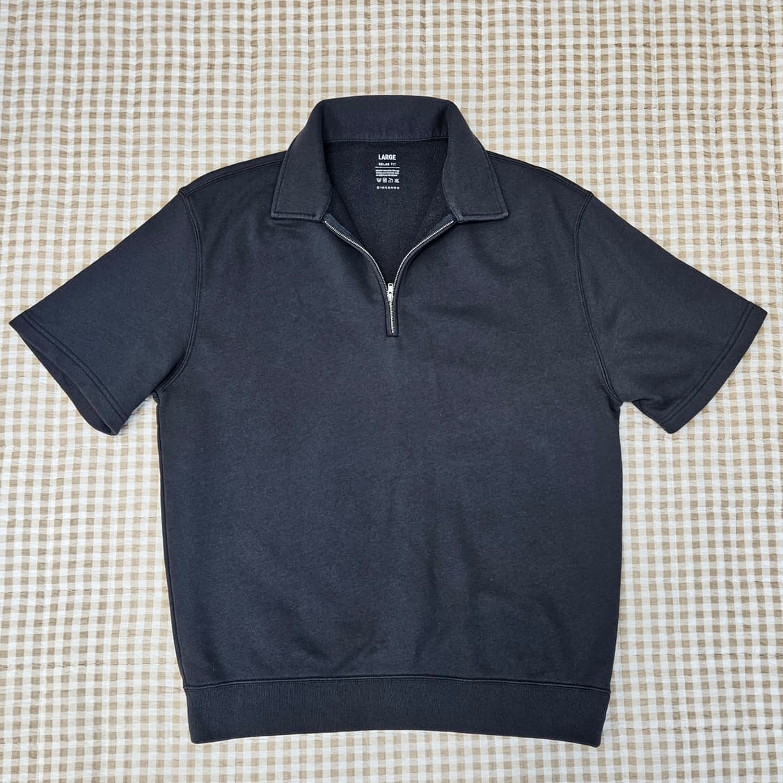 지오다노 반집업 반소매 카라티 남자100~105 상품이미지1