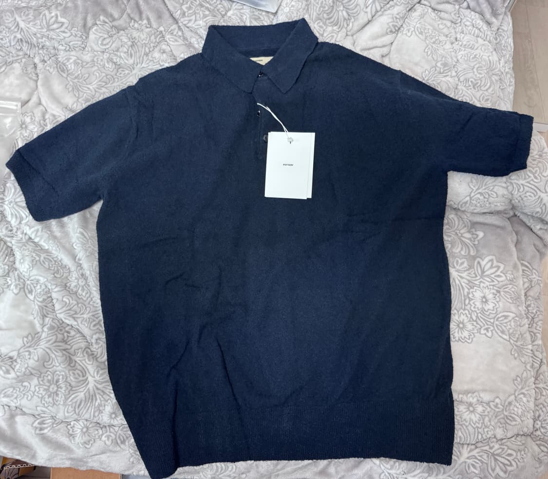 포터리 코튼 부클 컴포트 카라 니트 네이비 2 새상품  상품이미지4