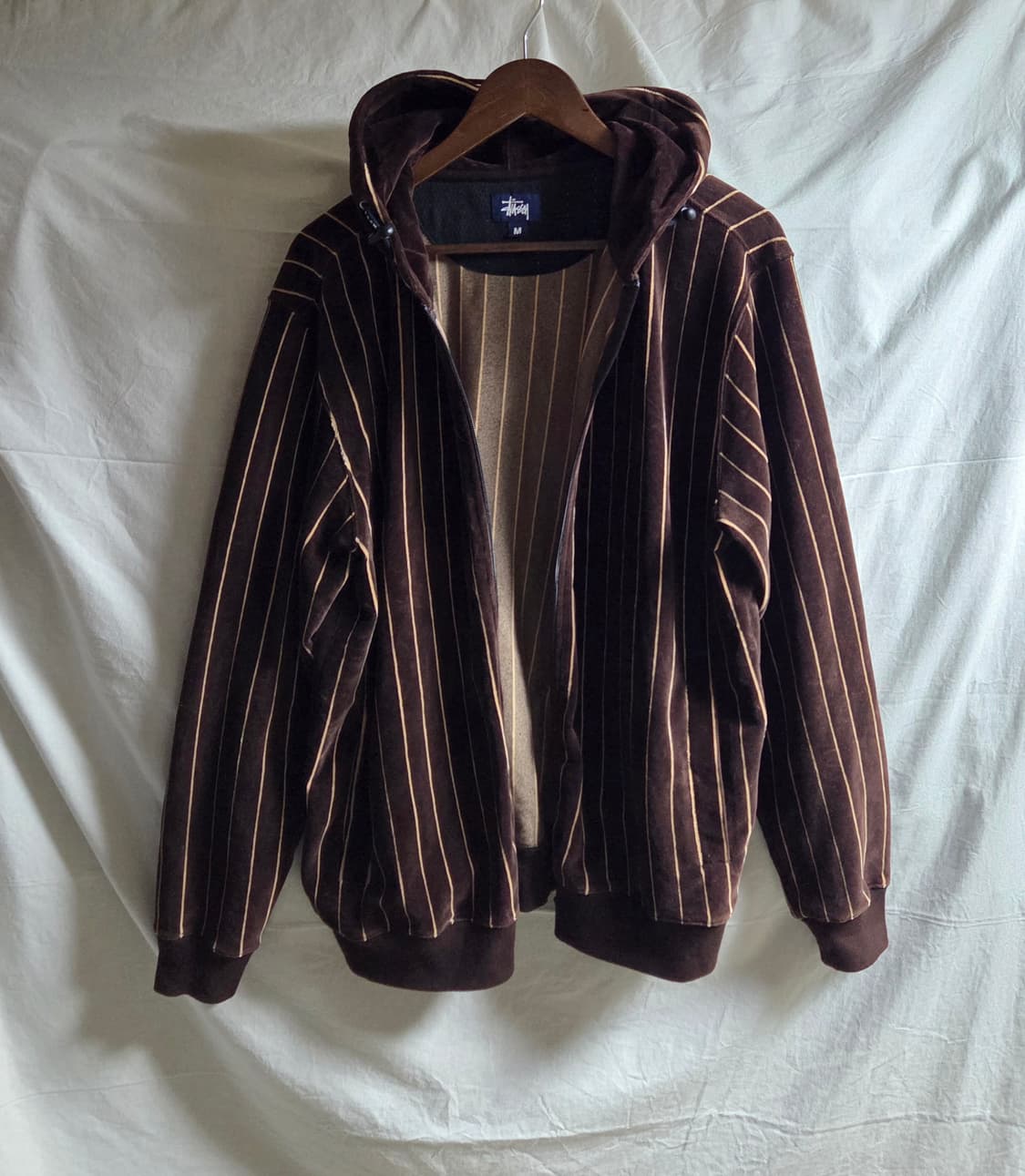 90s 올드 스투시 재팬 벨루어 후드 집업 자켓 M 상품이미지1