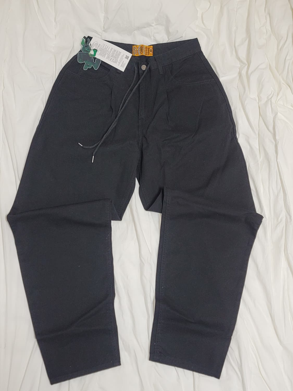 [새상품][M] 비에스래빗 미드90 배기 코튼 팬츠 블랙 상품이미지1