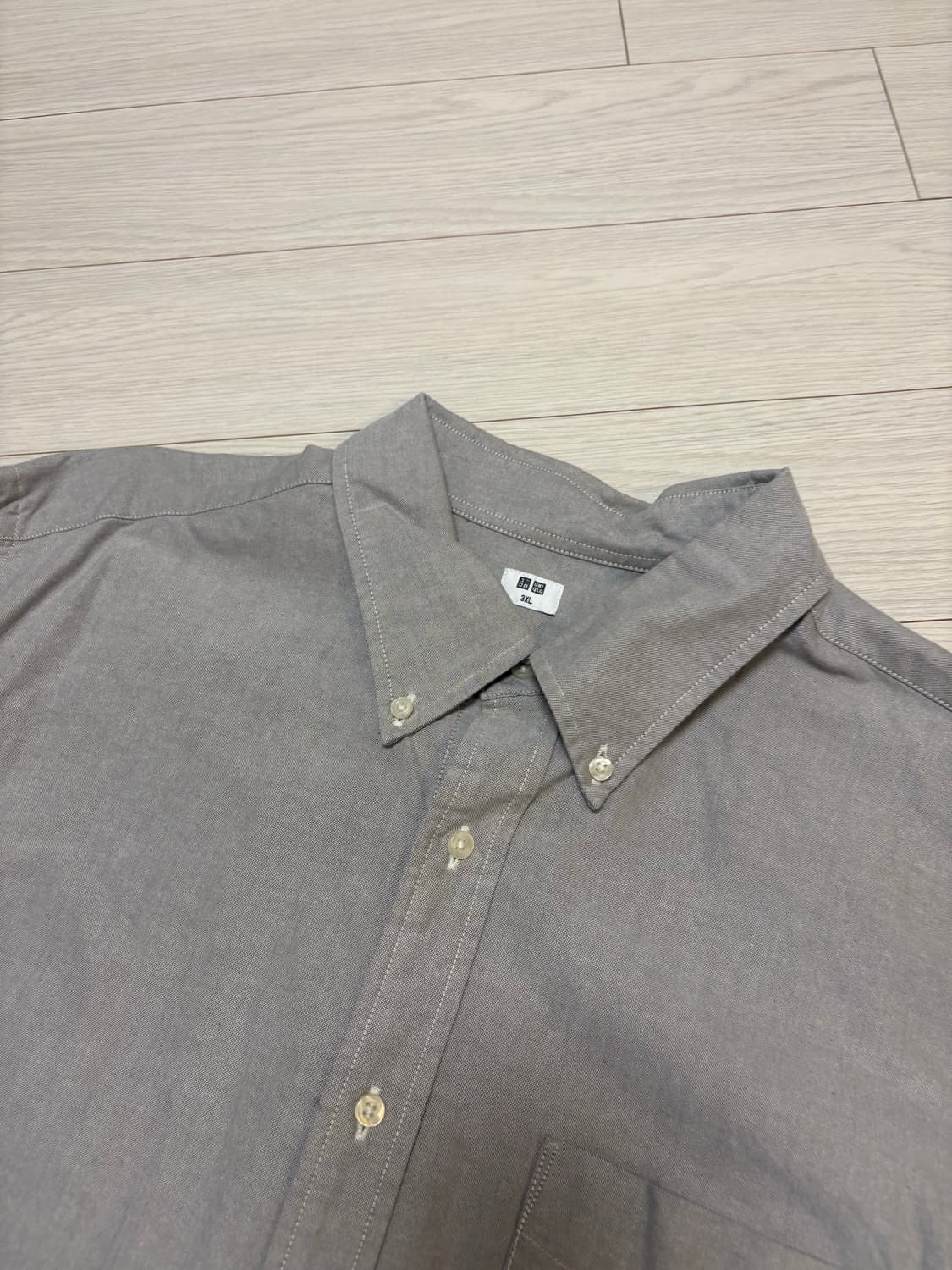 유니클로 옥스퍼드 반팔 셔츠 그레이 3XL 상품이미지2