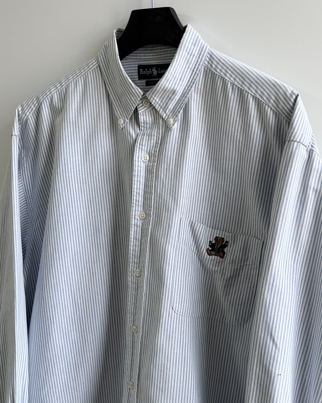 90s Polo Sit Down Bear Stripe Oxford Shi 상품이미지3