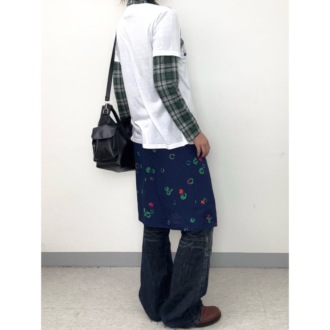 빈티지 네이비 도트 플리츠 스커트 상품이미지2