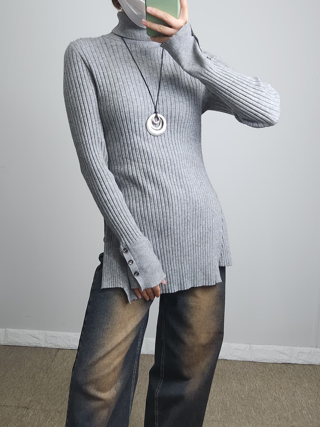 (지고트)골지 트임 니트 상품이미지2