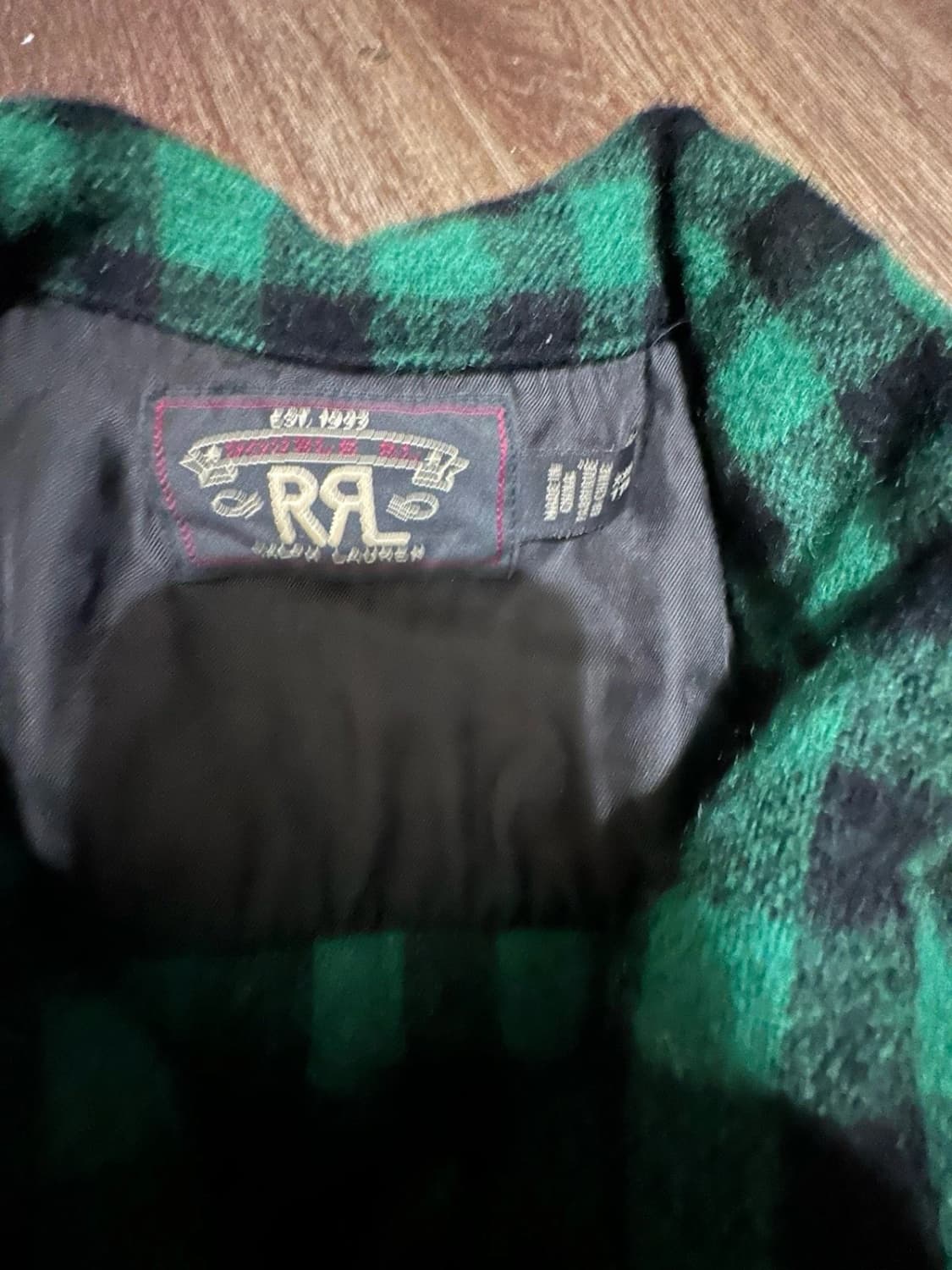 2XL 더블알엘 플래드 울 오버셔츠 그린체크 상품이미지3