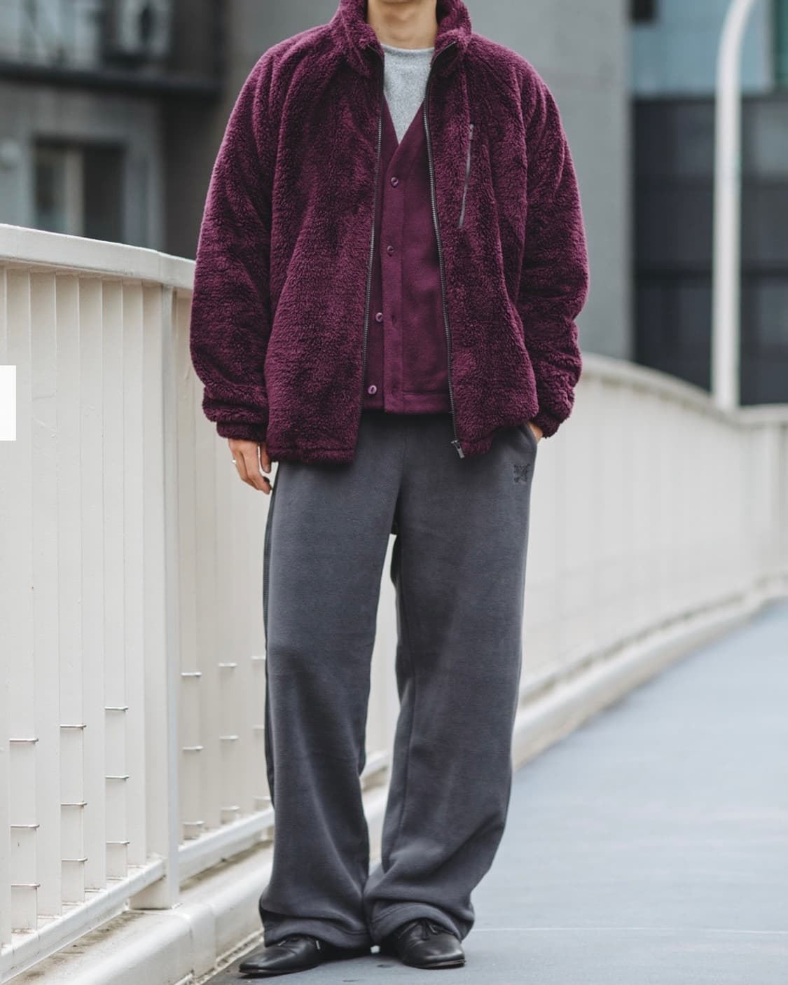 [L] 유니클로x니들스 후리스 와이드 팬츠 긴기장 상품이미지1