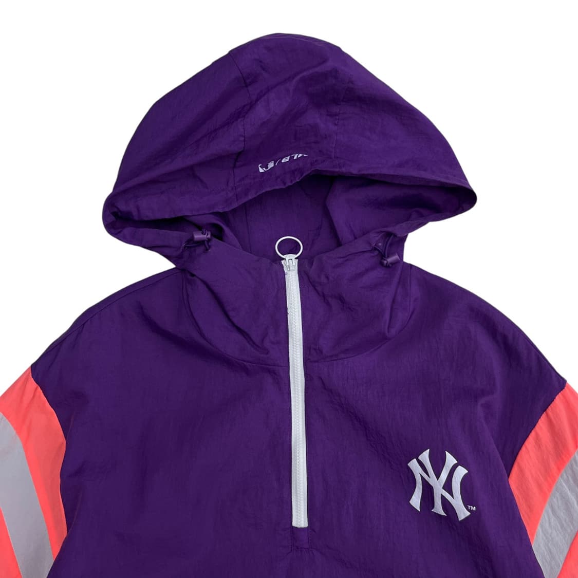 MLB 형광 배색 블루 후드 바람막이 S 상품이미지4